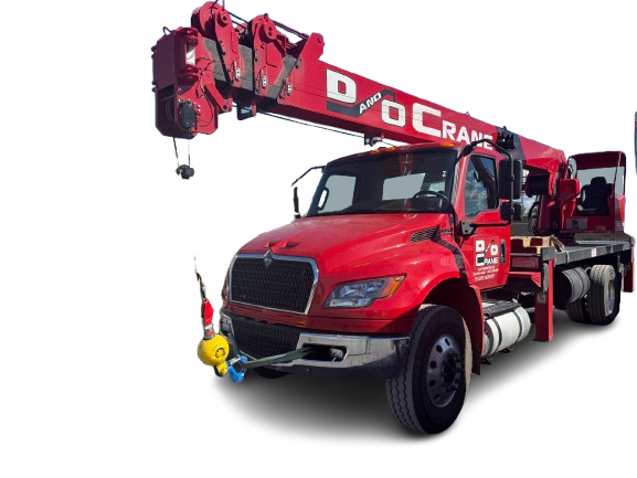 D&O Crane 15-Ton International Boom Truck Crane Red 15-ton International boom truck crane with hydraulic boom from D&O Crane
