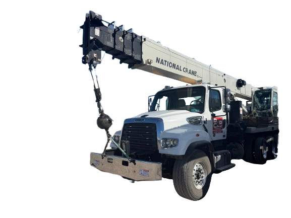 D&O Crane 40-Ton Freightliner National Boom Truck Crane White 40-ton Freightliner National boom truck crane operated by D&O Crane