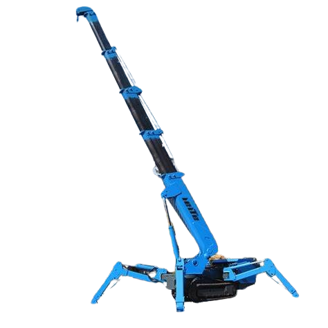 D&O Crane FMK Blue Spider Crane Blue FMK spider crane with telescopic boom and outriggers deployed