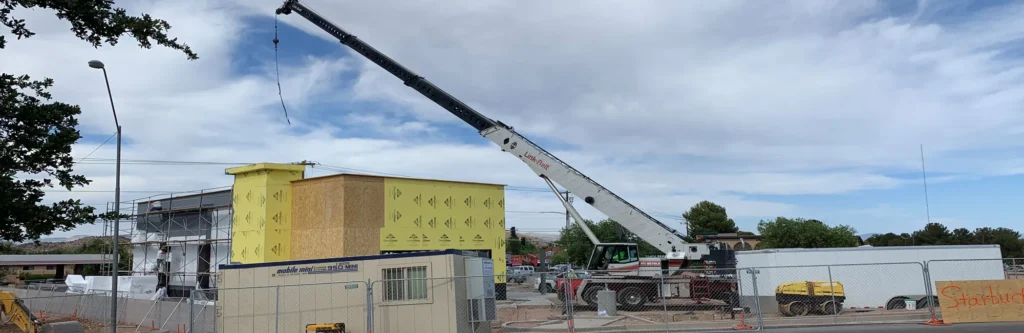 D&O Crane 55-ton hydraulic crane on commercial construction site in Northern Arizona.